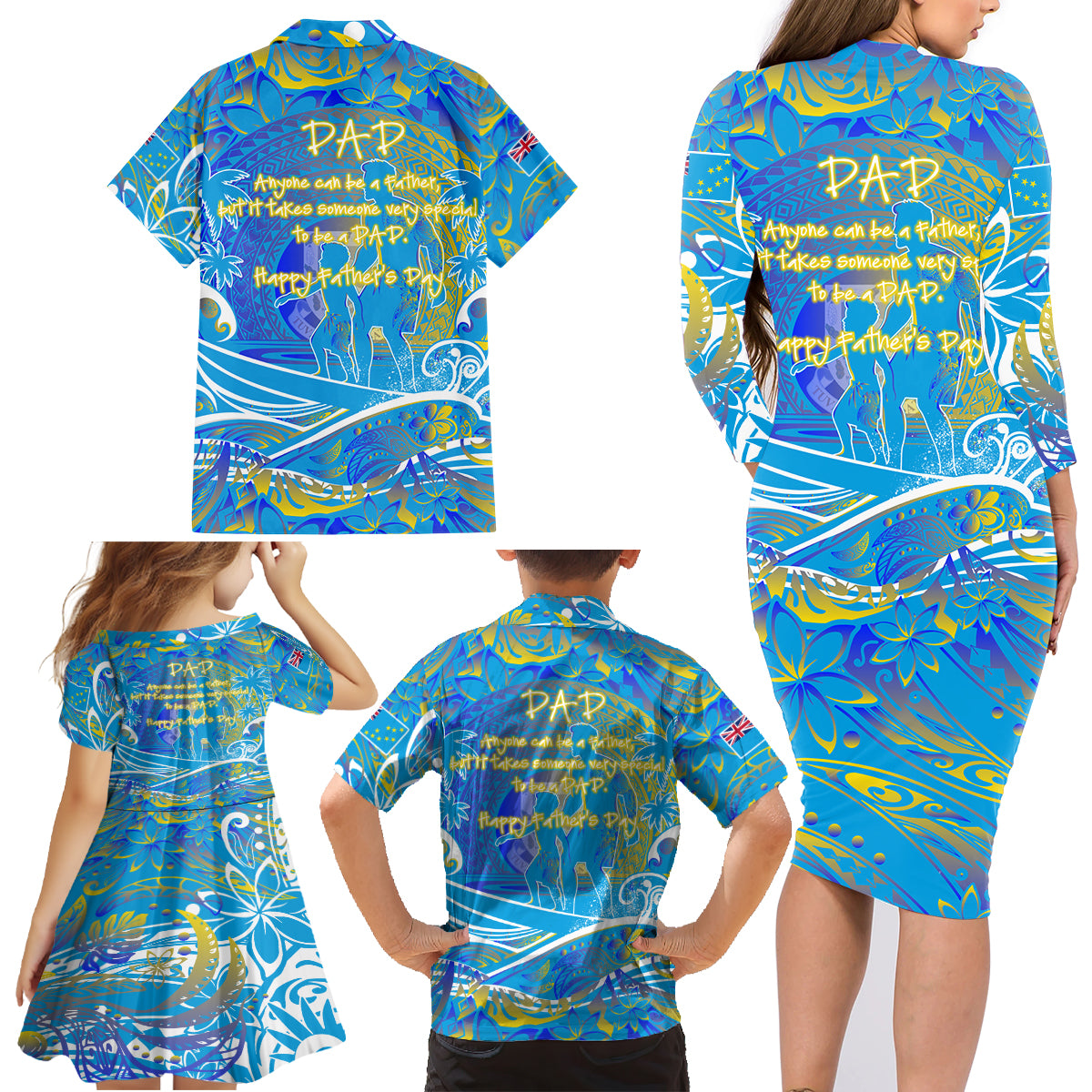 Father's Day Tuvalu Family Matching Long Sleeve Bodycon Dress and Hawaiian Shirt Special Dad Polynesia Paradise DT02 - Polynesian Pride