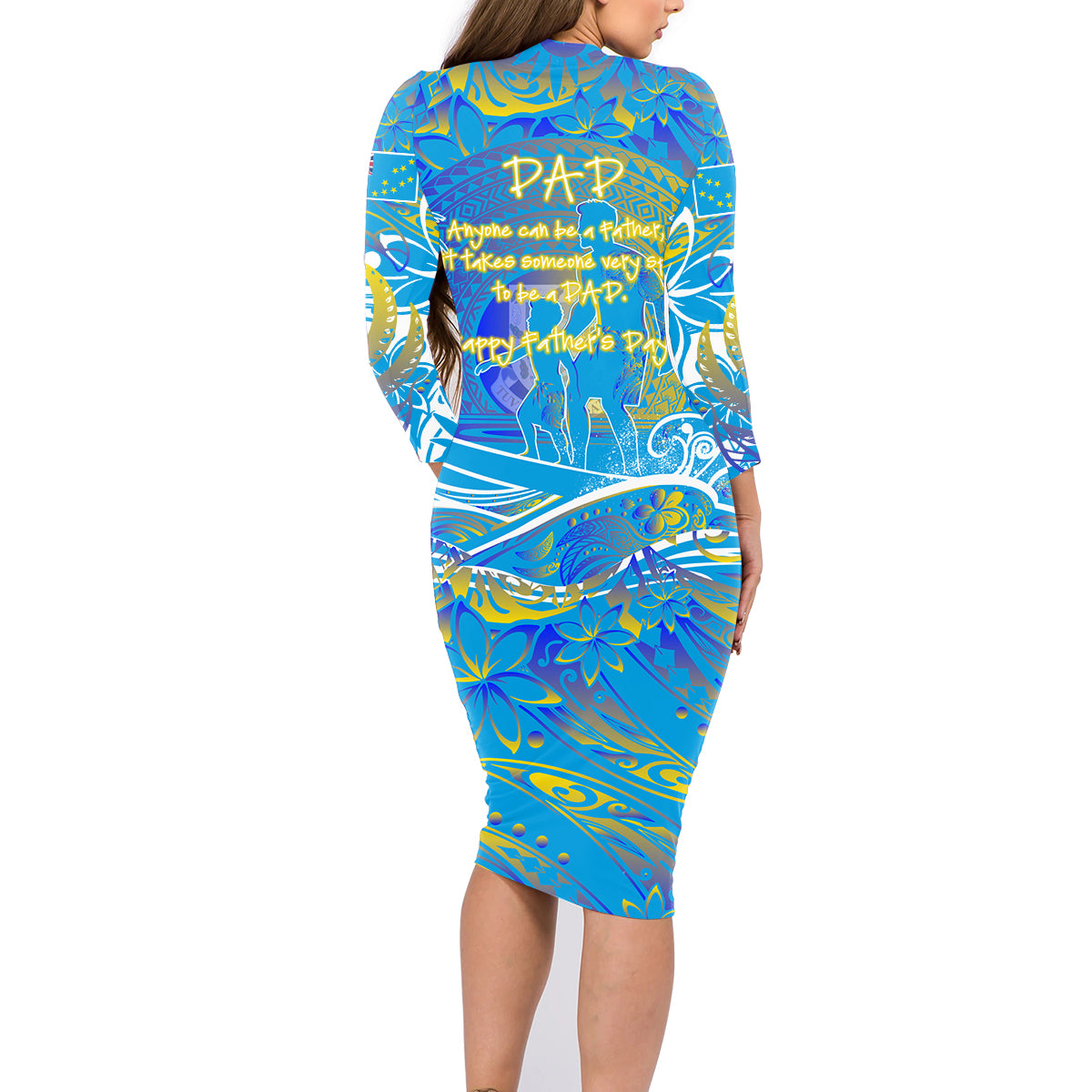 Father's Day Tuvalu Family Matching Long Sleeve Bodycon Dress and Hawaiian Shirt Special Dad Polynesia Paradise DT02 - Polynesian Pride