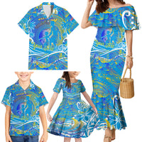 Father's Day Tuvalu Family Matching Mermaid Dress and Hawaiian Shirt Special Dad Polynesia Paradise