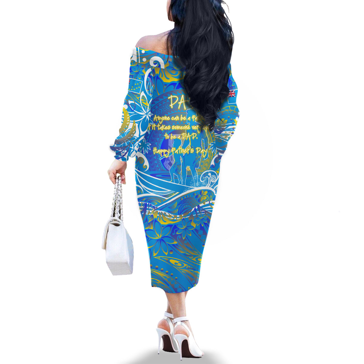 Father's Day Tuvalu Family Matching Off The Shoulder Long Sleeve Dress and Hawaiian Shirt Special Dad Polynesia Paradise DT02 - Polynesian Pride