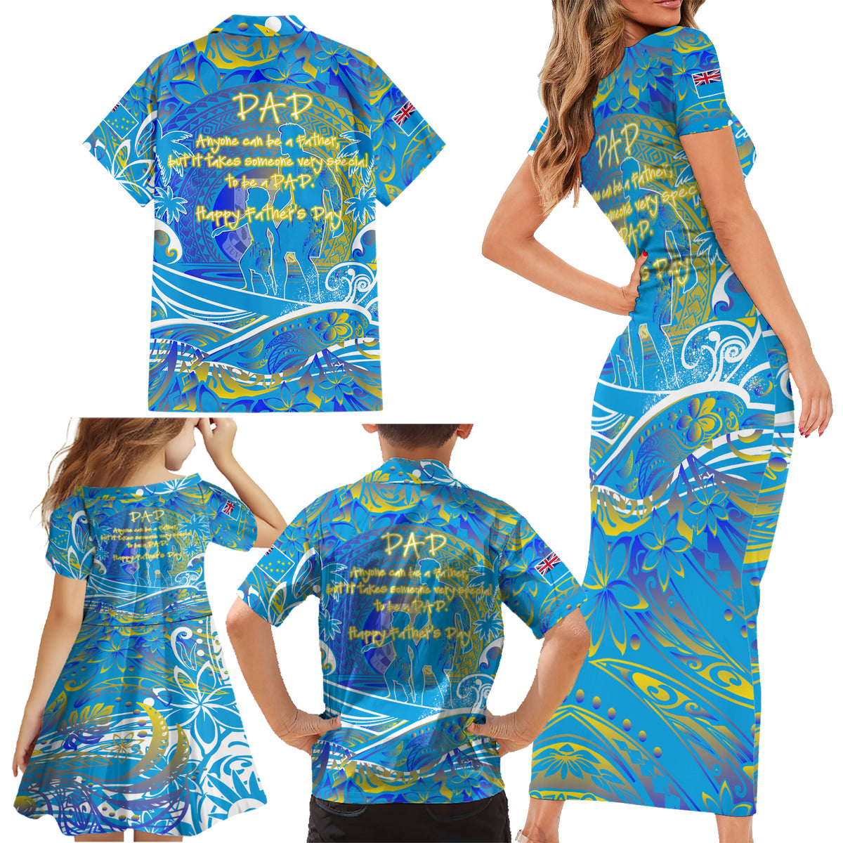 Father's Day Tuvalu Family Matching Short Sleeve Bodycon Dress and Hawaiian Shirt Special Dad Polynesia Paradise DT02 - Polynesian Pride