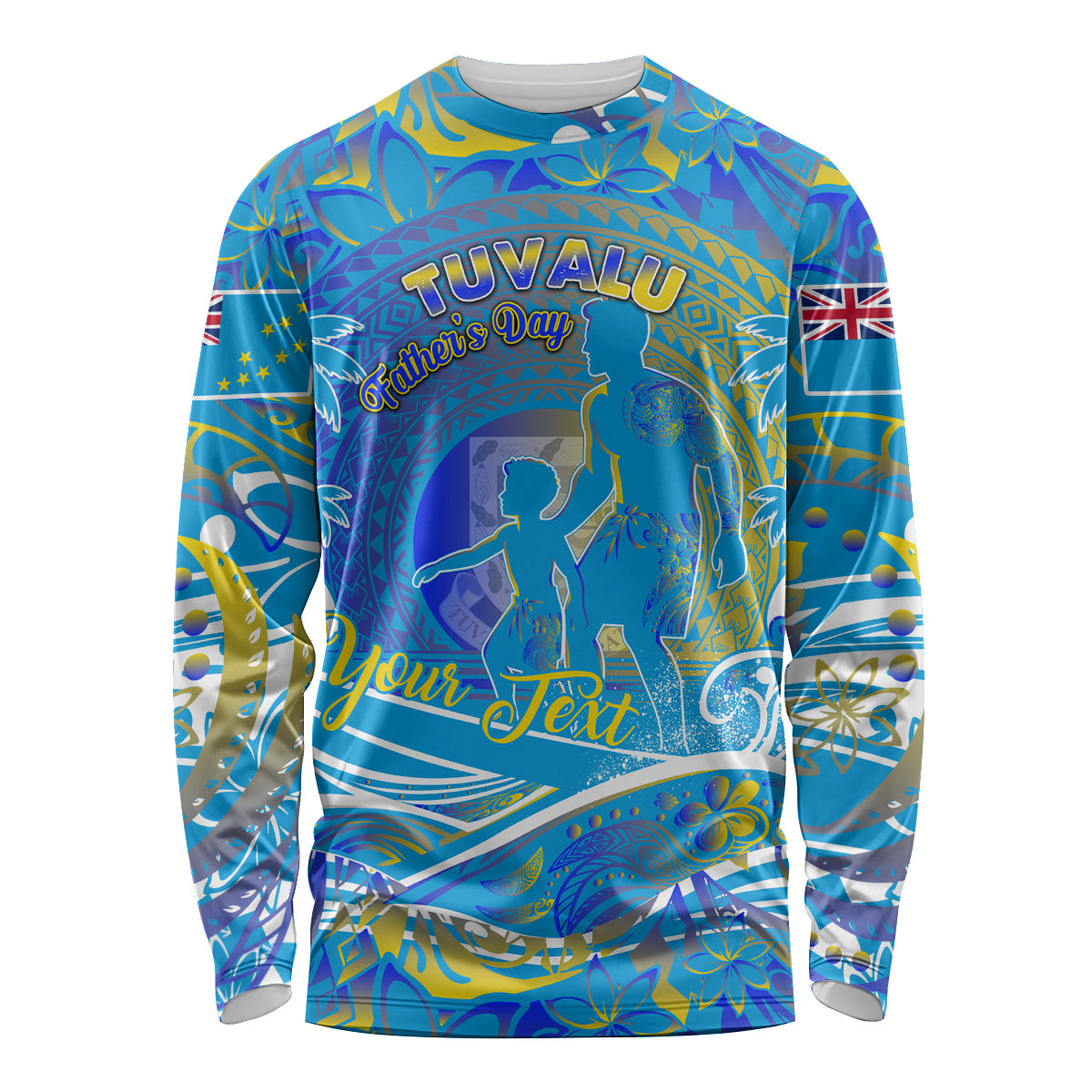 Father's Day Tuvalu Long Sleeve Shirt Special Dad Polynesia Paradise DT02 Unisex Blue - Polynesian Pride
