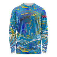 Father's Day Tuvalu Long Sleeve Shirt Special Dad Polynesia Paradise DT02 Unisex Blue - Polynesian Pride