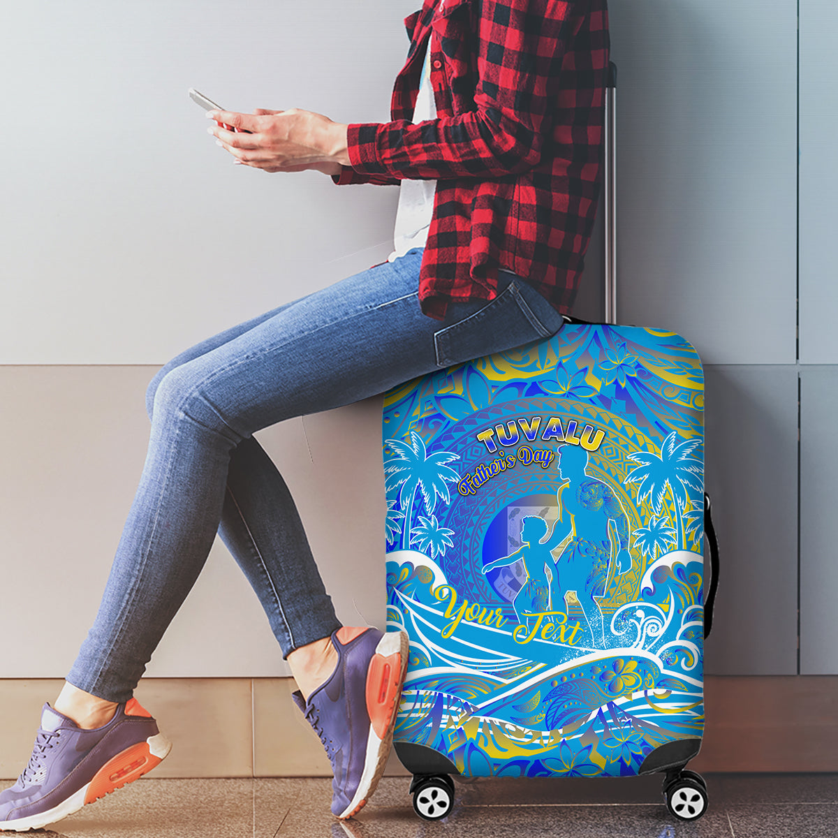 Father's Day Tuvalu Luggage Cover Special Dad Polynesia Paradise DT02 - Polynesian Pride