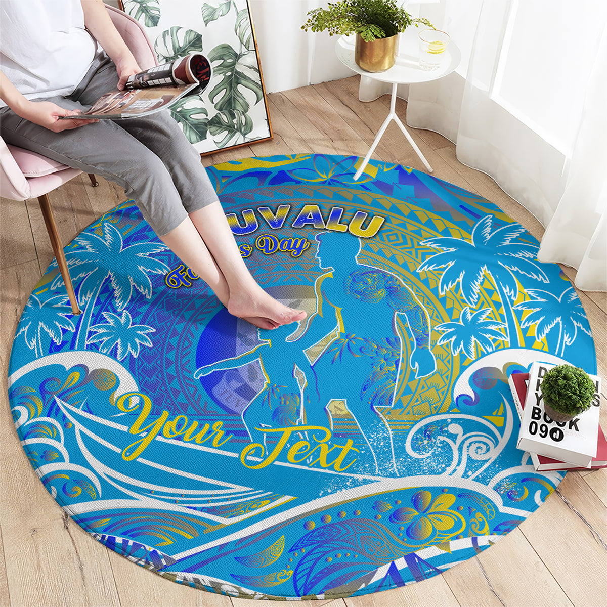 Father's Day Tuvalu Round Carpet Special Dad Polynesia Paradise
