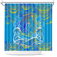 Father's Day Tuvalu Shower Curtain Special Dad Polynesia Paradise DT02 Blue - Polynesian Pride