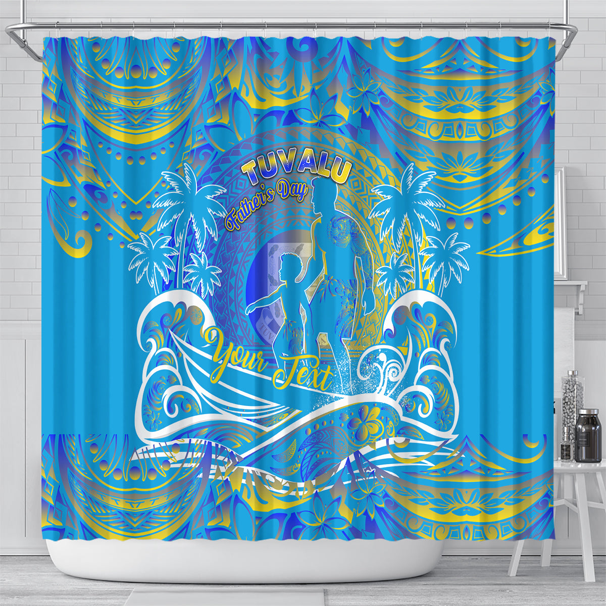 Father's Day Tuvalu Shower Curtain Special Dad Polynesia Paradise DT02 - Polynesian Pride