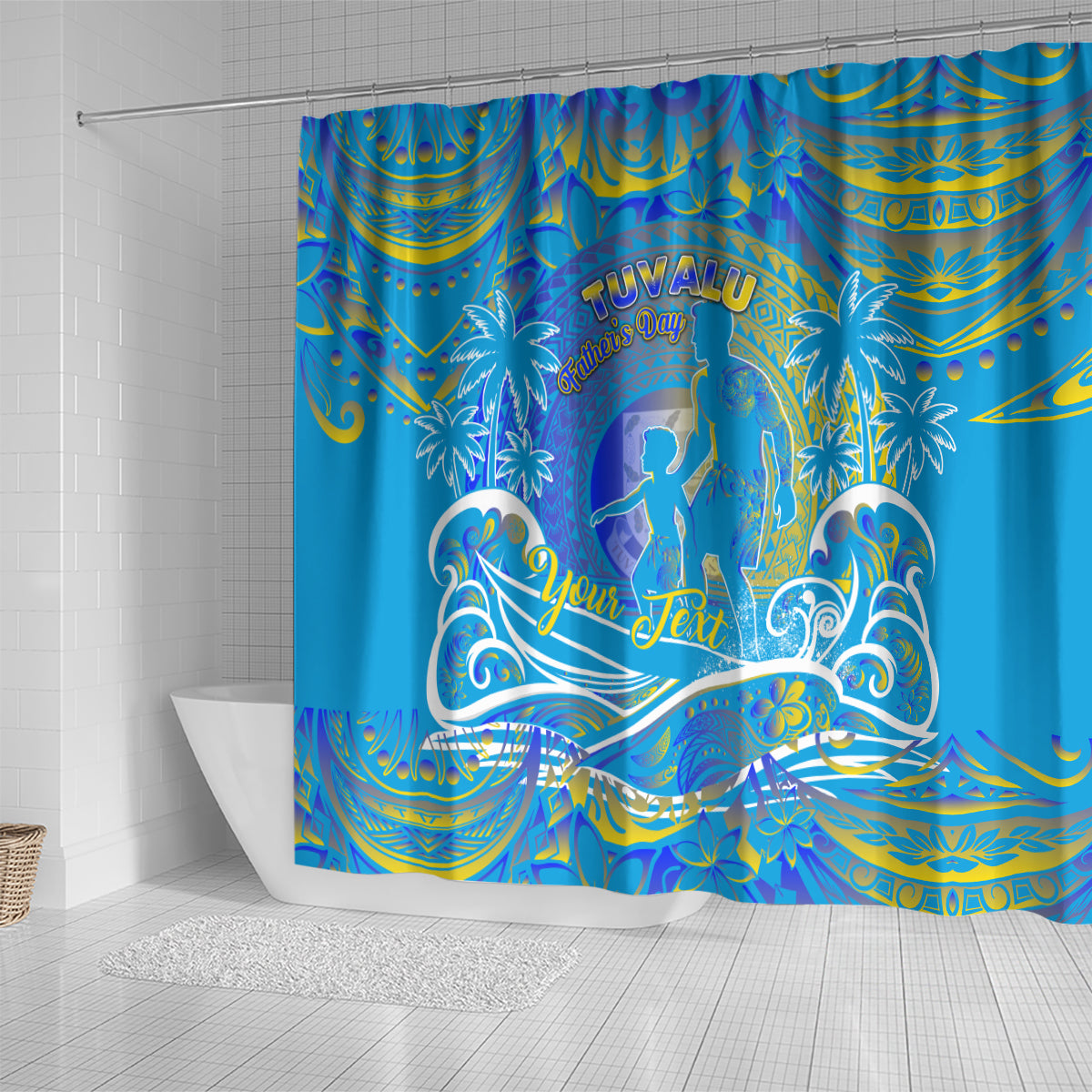Father's Day Tuvalu Shower Curtain Special Dad Polynesia Paradise DT02 - Polynesian Pride