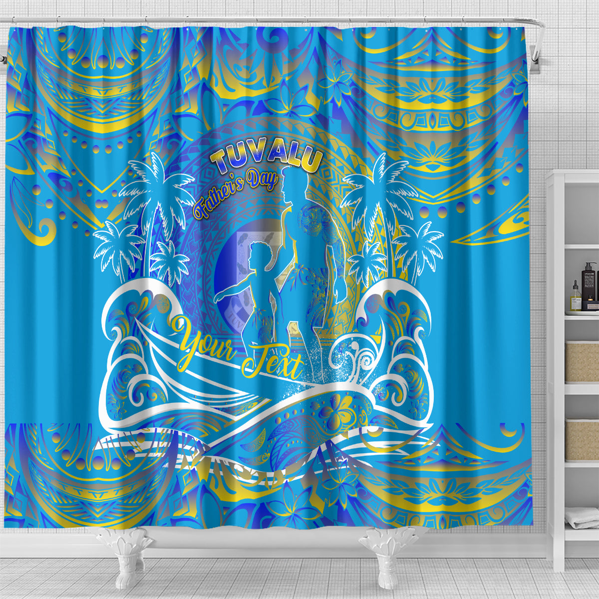 Father's Day Tuvalu Shower Curtain Special Dad Polynesia Paradise DT02 - Polynesian Pride