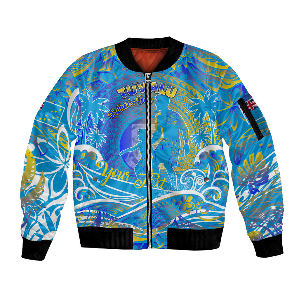 Father's Day Tuvalu Sleeve Zip Bomber Jacket Special Dad Polynesia Paradise