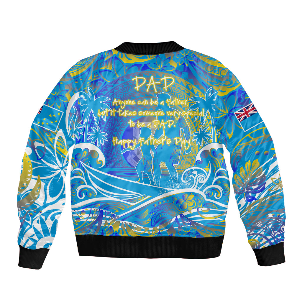Father's Day Tuvalu Sleeve Zip Bomber Jacket Special Dad Polynesia Paradise DT02 - Polynesian Pride