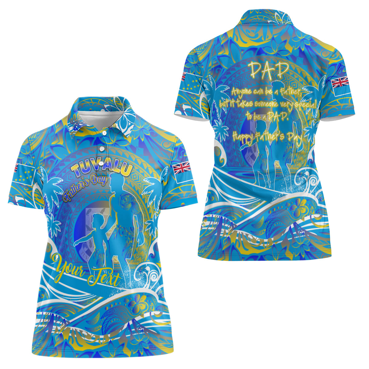 Father's Day Tuvalu Women Polo Shirt Special Dad Polynesia Paradise