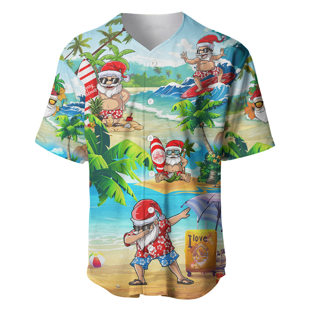 Guam Christmas Baseball Jersey Santa Claus Beach and Wave DT02 Art - Polynesian Pride