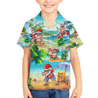 Guam Christmas Kid Hawaiian Shirt Santa Claus Beach and Wave DT02 Kid Art - Polynesian Pride