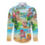 Guam Christmas Long Sleeve Button Shirt Santa Claus Beach and Wave DT02 Unisex Art - Polynesian Pride
