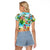 Guam Christmas Raglan Cropped T Shirt Santa Claus Beach and Wave DT02 - Polynesian Pride