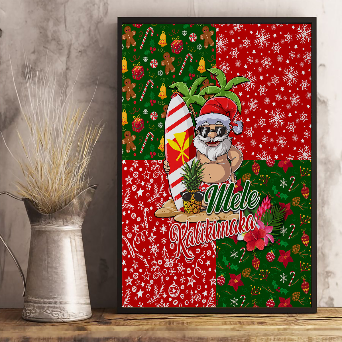 Hawaii Christmas Canvas Wall Art Mele Kalikimaka Kanaka Maoli DT02 - Polynesian Pride