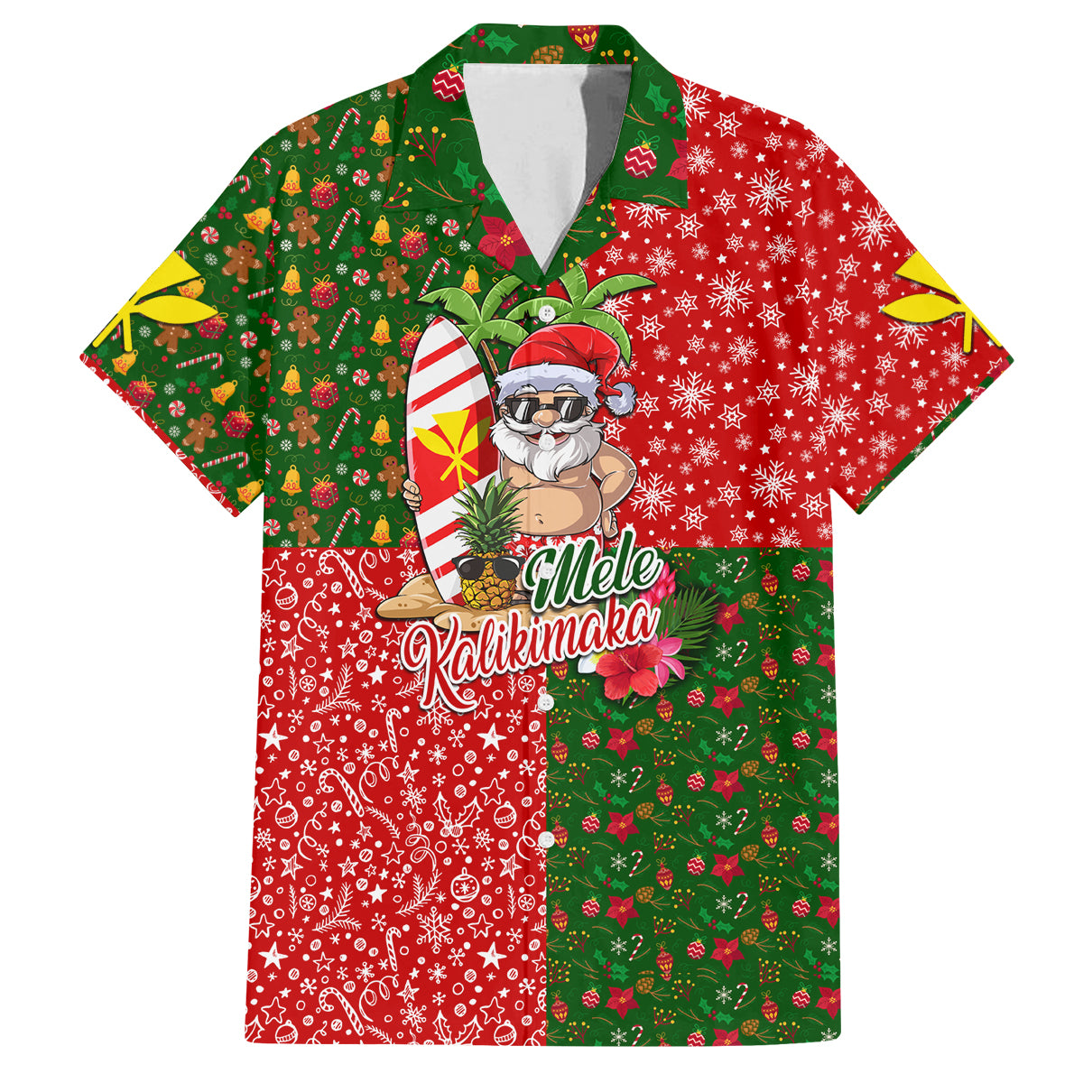 Hawaii Christmas Family Matching Off Shoulder Maxi Dress and Hawaiian Shirt Mele Kalikimaka Kanaka Maoli DT02 Dad's Shirt - Short Sleeve Art - Polynesian Pride