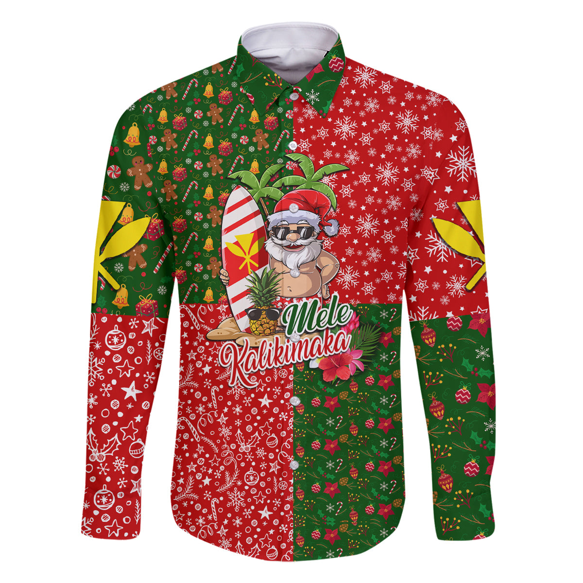 Hawaii Christmas Family Matching Off Shoulder Short Dress and Hawaiian Shirt Mele Kalikimaka Kanaka Maoli DT02 Dad's Shirt - Long Sleeve Art - Polynesian Pride