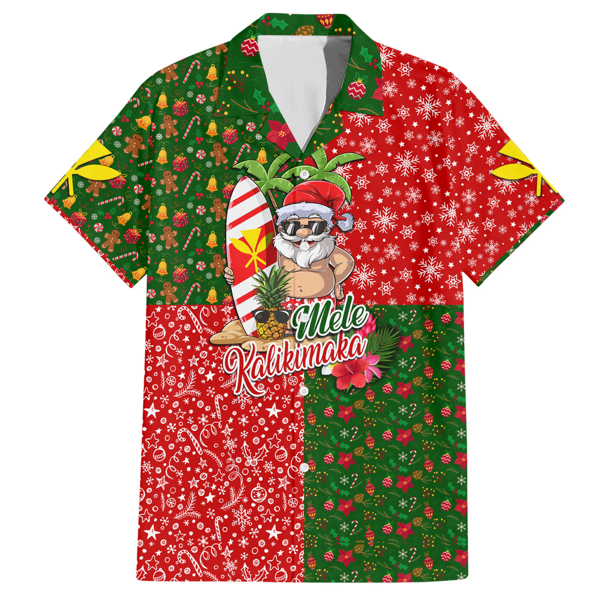 Hawaii Christmas Family Matching Short Sleeve Bodycon Dress and Hawaiian Shirt Mele Kalikimaka Kanaka Maoli DT02 Dad's Shirt - Short Sleeve Art - Polynesian Pride