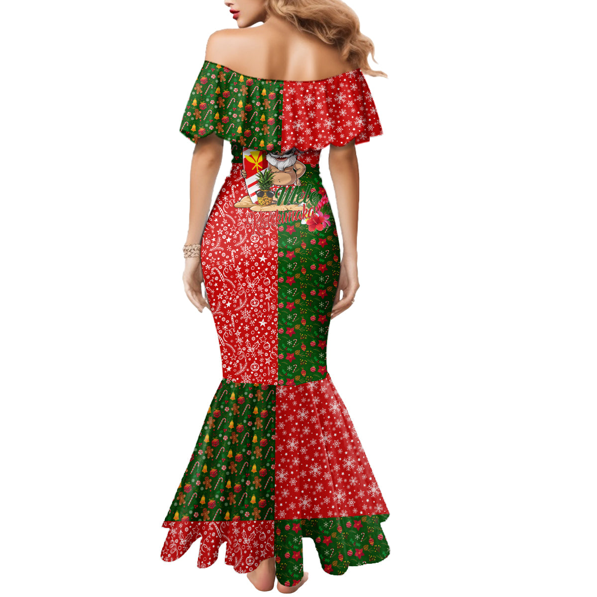 Hawaii Christmas Mermaid Dress Mele Kalikimaka Kanaka Maoli DT02 - Polynesian Pride
