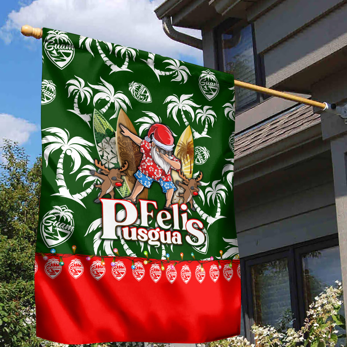 Guam Christmas Garden Flag Felis Pusgua Tropical Xmas Patterns DT02 - Polynesian Pride