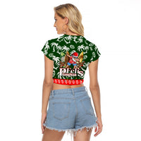 Guam Christmas Raglan Cropped T Shirt Felis Pusgua Tropical Xmas Patterns DT02 - Polynesian Pride