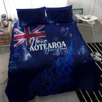 Personalised New Zealand Bedding Set Aotearoa Map Silver Fern DT02 - Polynesian Pride