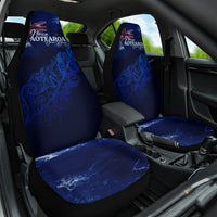 Personalised New Zealand Car Seat Cover Aotearoa Map Silver Fern DT02 One Size Blue - Polynesian Pride
