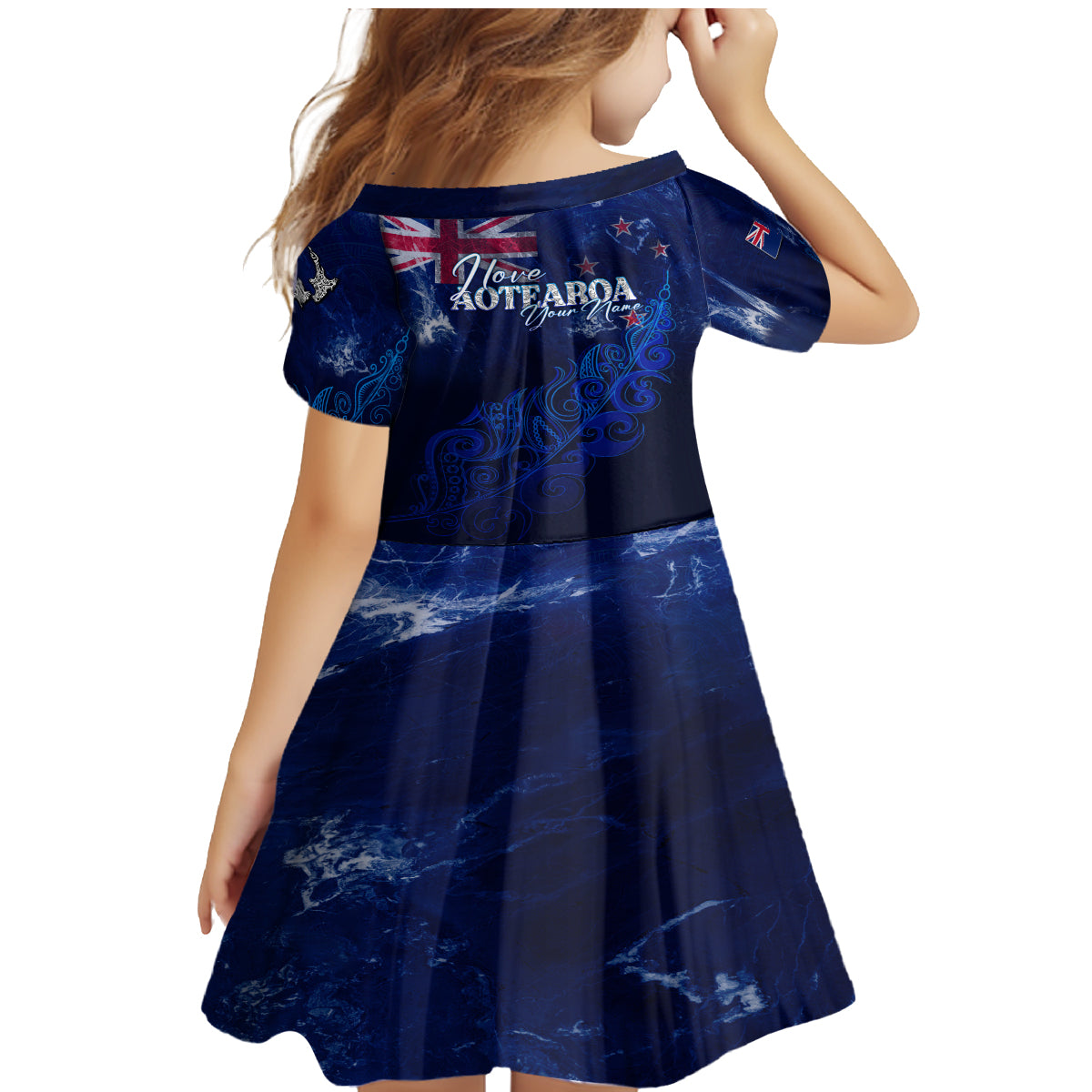 Personalised New Zealand Family Matching Mermaid Dress and Hawaiian Shirt Aotearoa Map Silver Fern DT02 - Polynesian Pride