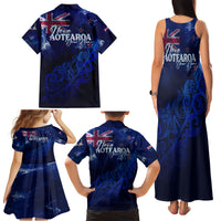 Personalised New Zealand Family Matching Tank Maxi Dress and Hawaiian Shirt Aotearoa Map Silver Fern DT02 - Polynesian Pride