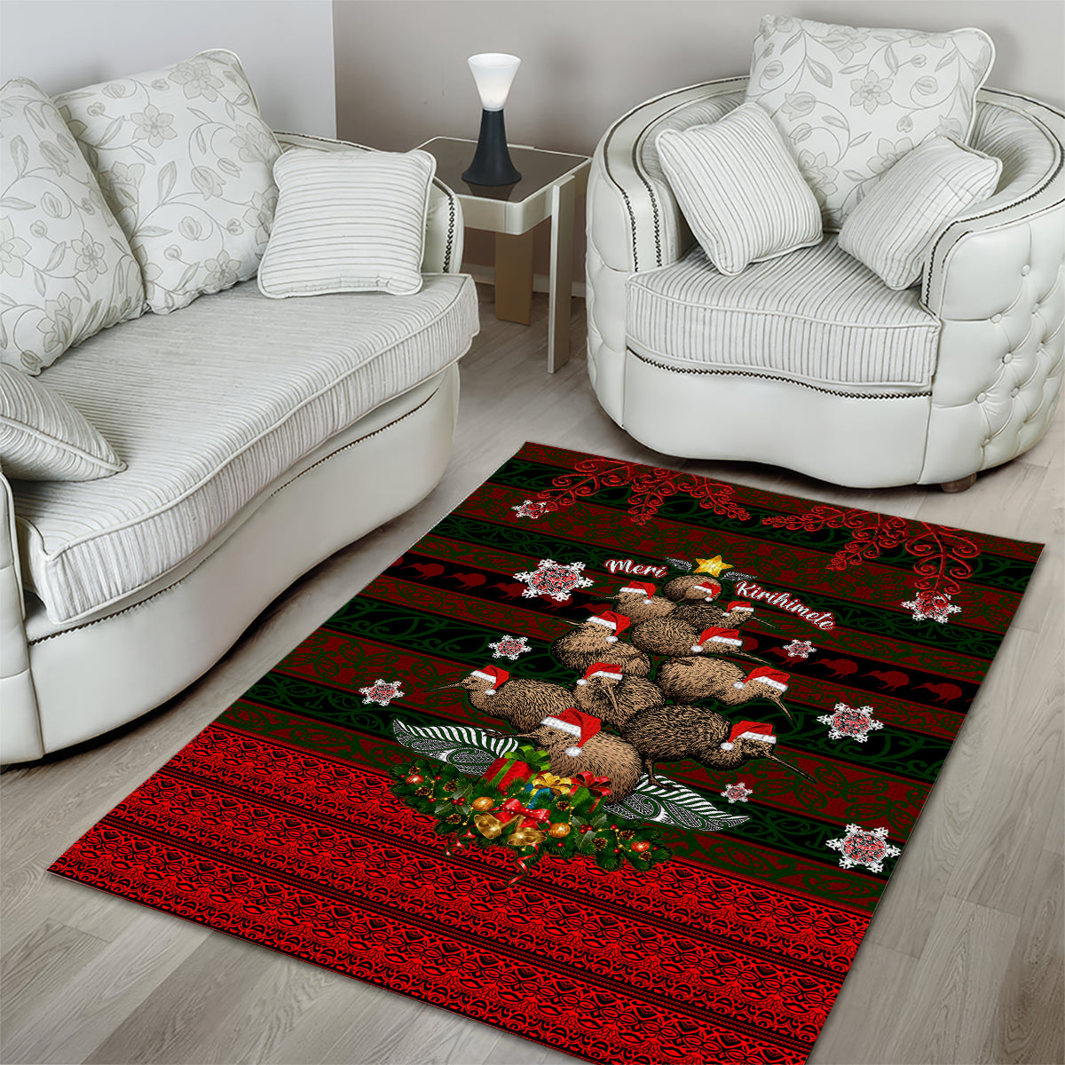Meri Kirihimete New Zealand Area Rug Christmas Kiwi Maori DT02 - Polynesian Pride