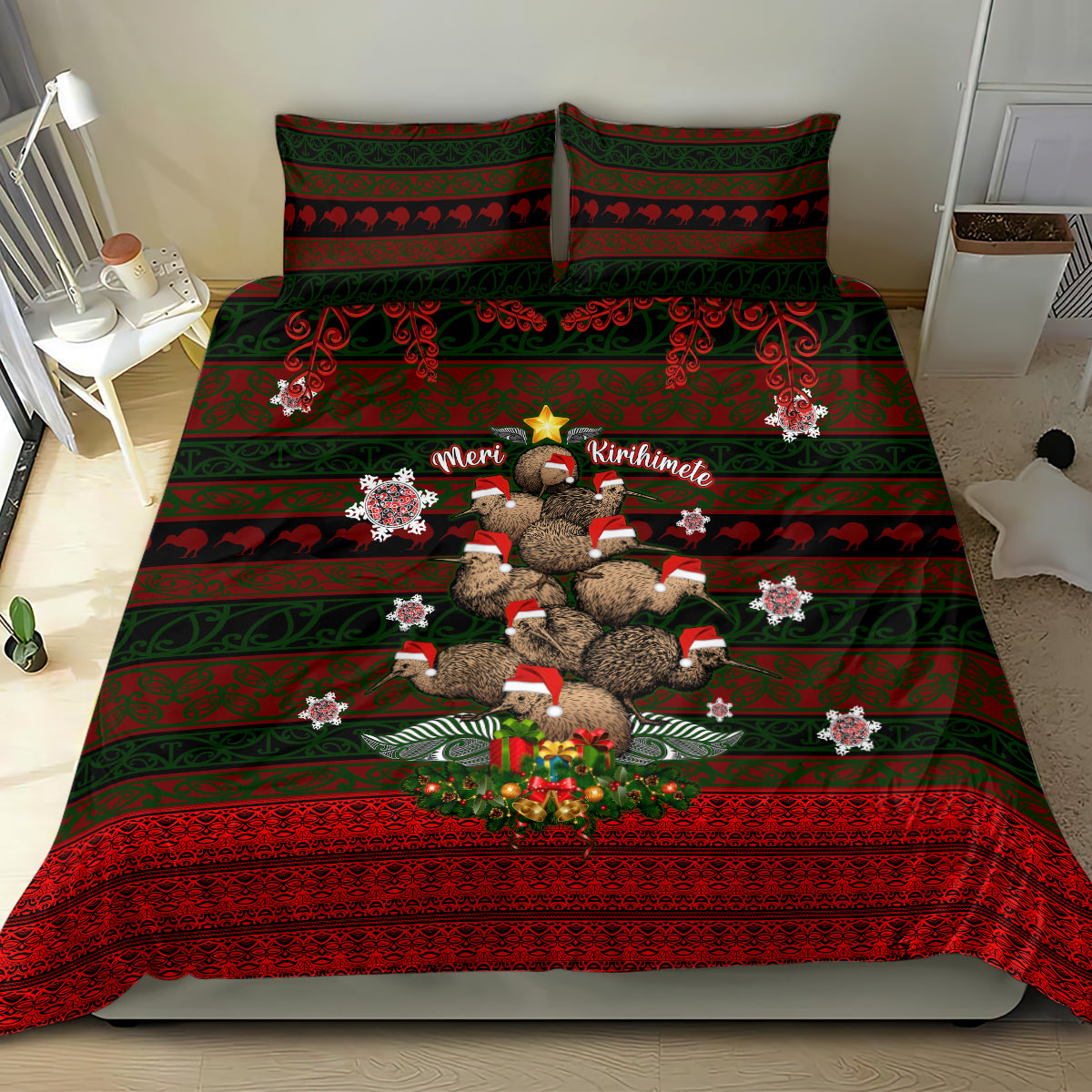 Meri Kirihimete New Zealand Bedding Set Christmas Kiwi Maori DT02 - Polynesian Pride