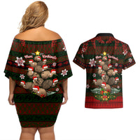 Meri Kirihimete New Zealand Couples Matching Off Shoulder Short Dress and Hawaiian Shirt Christmas Kiwi Maori DT02 - Polynesian Pride