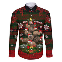 Meri Kirihimete New Zealand Family Matching Short Sleeve Bodycon Dress and Hawaiian Shirt Christmas Kiwi Maori DT02 Dad's Shirt - Long Sleeve Red - Polynesian Pride