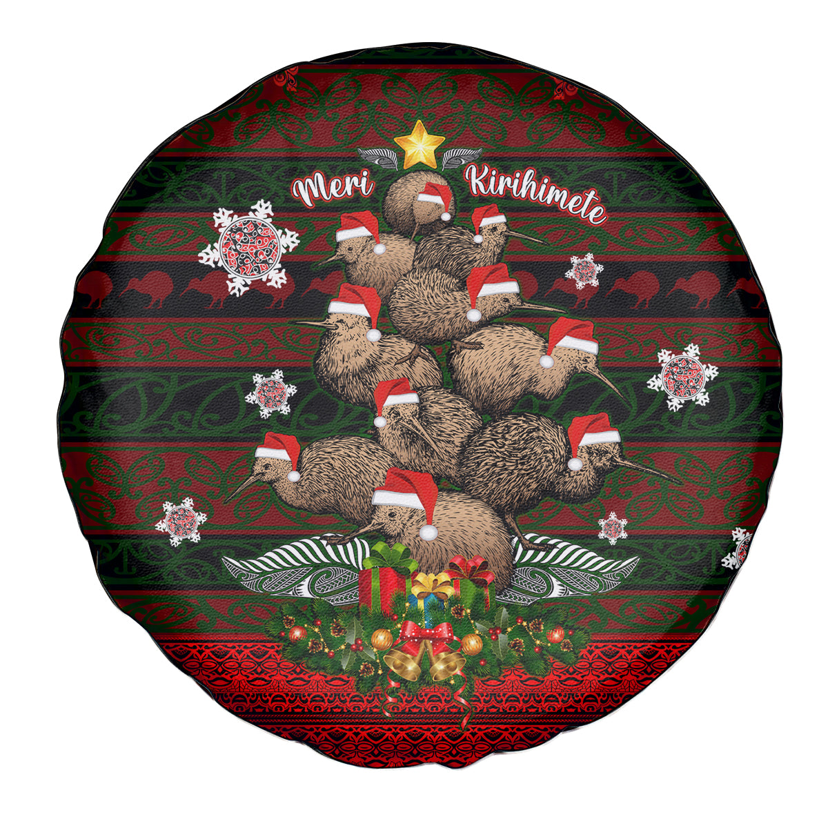 Meri Kirihimete New Zealand Spare Tire Cover Christmas Kiwi Maori DT02 - Polynesian Pride