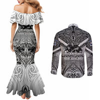 New Zealand Couples Matching Mermaid Dress and Long Sleeve Button Shirt Rugby Aotearoa Champions DT02 - Polynesian Pride