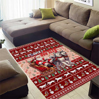 Dog Sled Christmas Area Rug Husky Sleigh Ride Design - Polynesian Pride