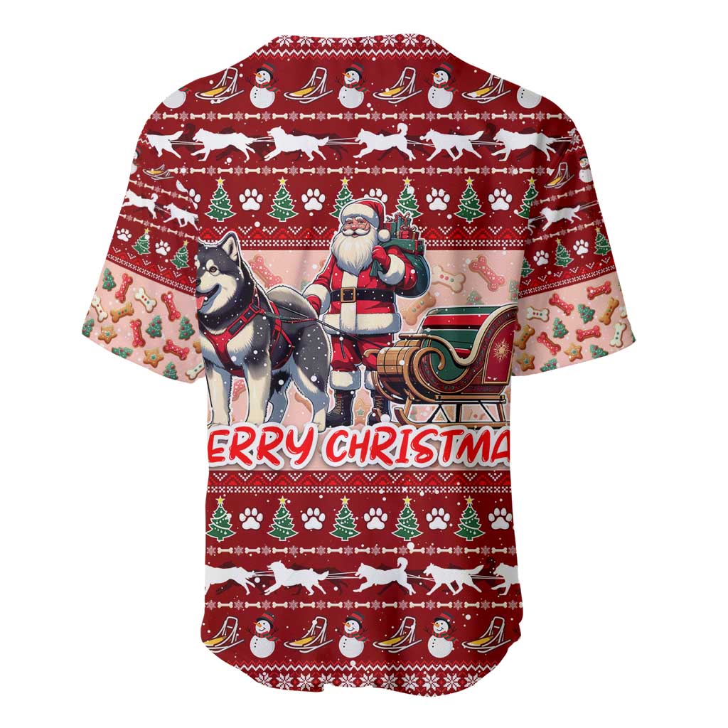 Dog Sled Christmas Baseball Jersey Husky Sleigh Ride Design - Polynesian Pride