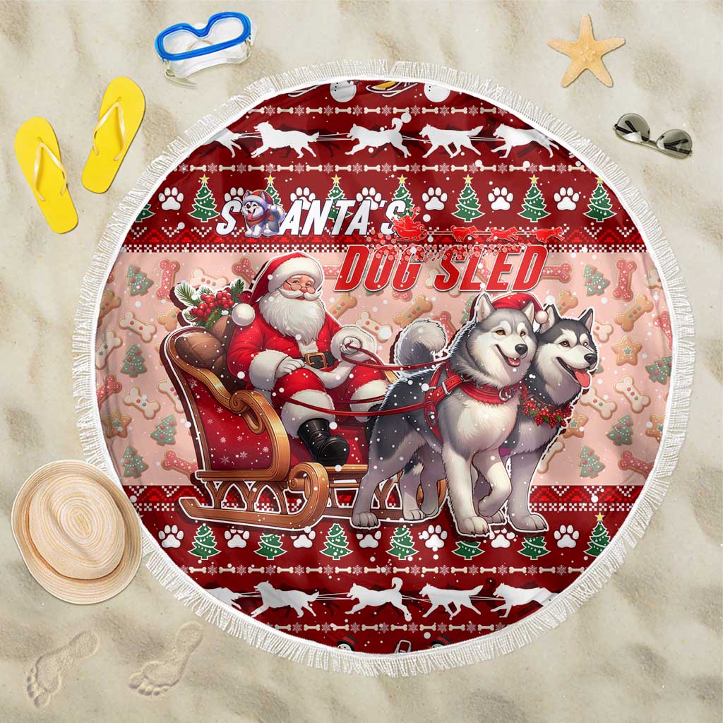 Dog Sled Christmas Beach Blanket Husky Sleigh Ride Design - Polynesian Pride