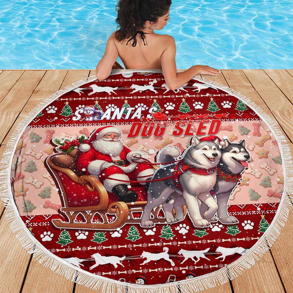Dog Sled Christmas Beach Blanket Husky Sleigh Ride Design - Polynesian Pride