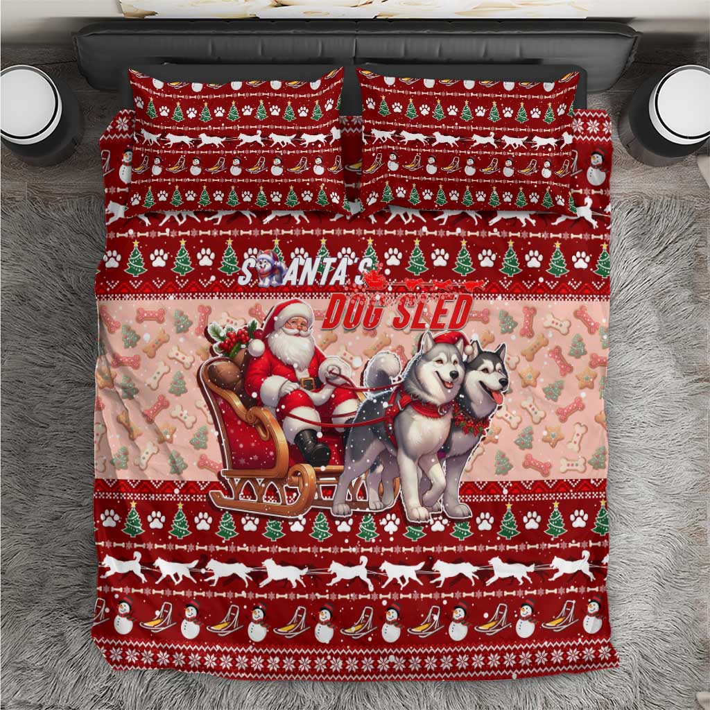 Dog Sled Christmas Bedding Set Husky Sleigh Ride Design - Polynesian Pride
