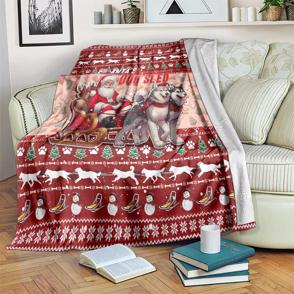 Dog Sled Christmas Blanket Husky Sleigh Ride Design - Polynesian Pride