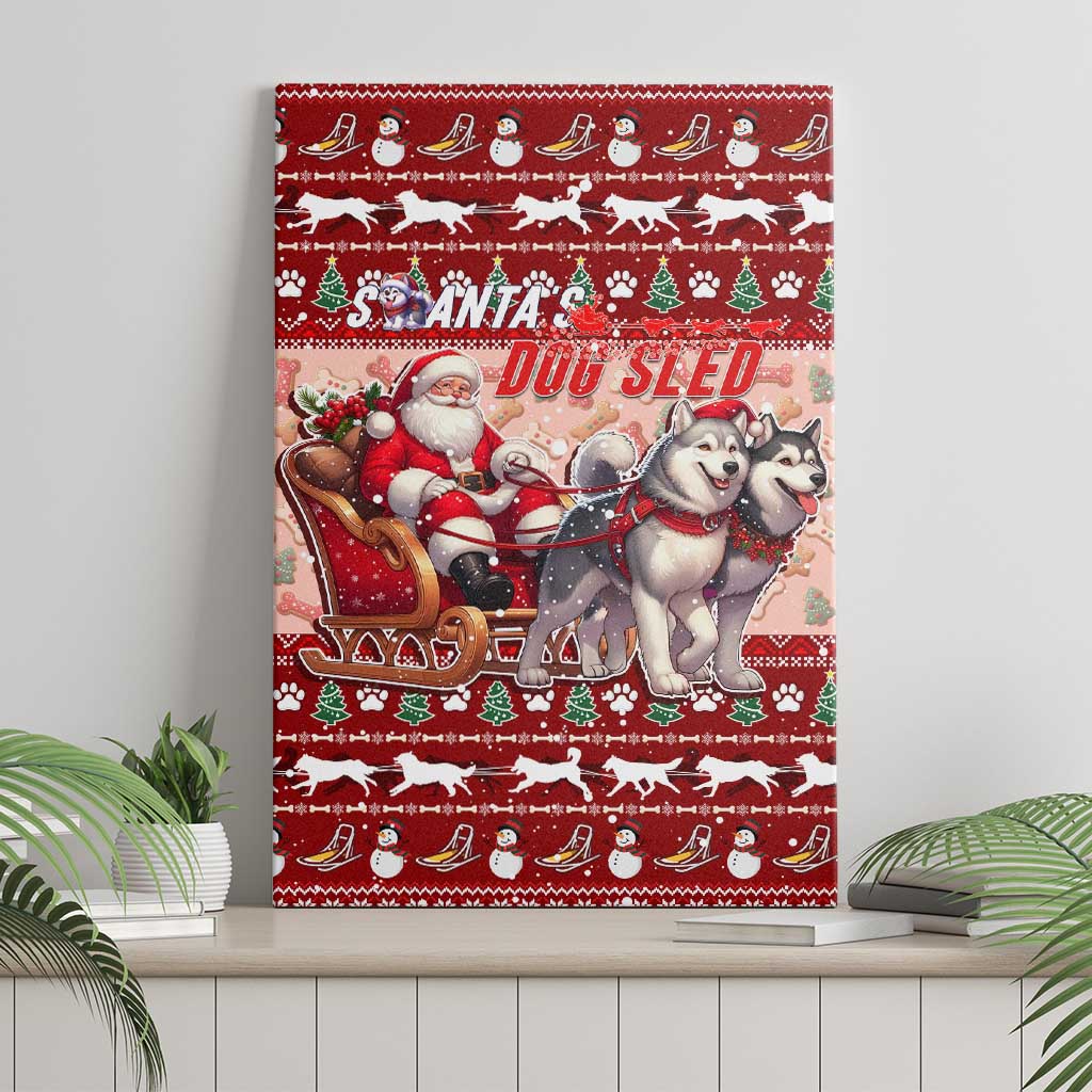 Dog Sled Christmas Canvas Wall Art Husky Sleigh Ride Design - Polynesian Pride