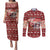 Dog Sled Christmas Couples Matching Puletasi and Long Sleeve Button Shirt Husky Sleigh Ride Design - Polynesian Pride