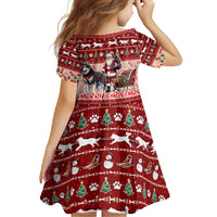 Dog Sled Christmas Family Matching Off Shoulder Maxi Dress and Hawaiian Shirt Husky Sleigh Ride Design - Polynesian Pride