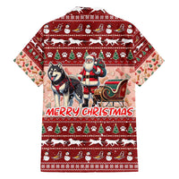 Dog Sled Christmas Family Matching Short Sleeve Bodycon Dress and Hawaiian Shirt Husky Sleigh Ride Design - Polynesian Pride