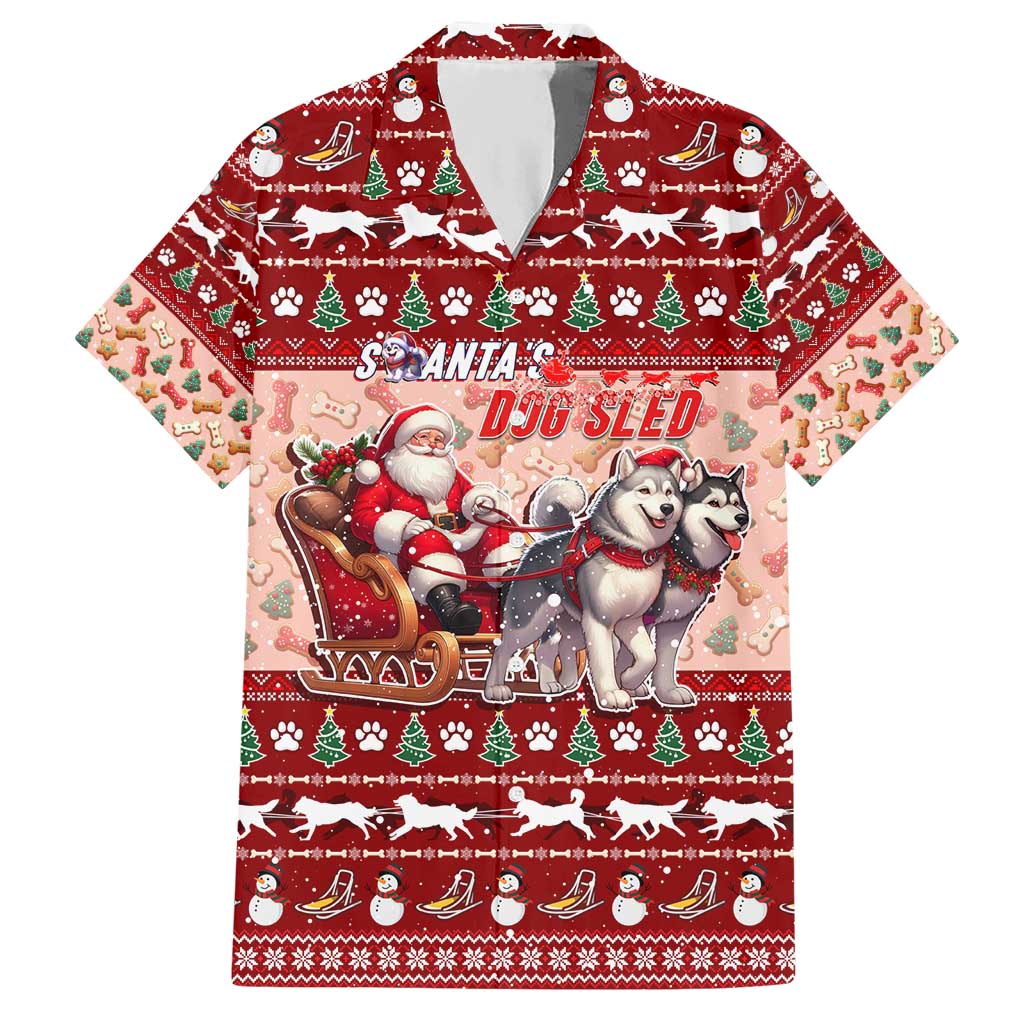 Dog Sled Christmas Hawaiian Shirt Husky Sleigh Ride Design - Polynesian Pride