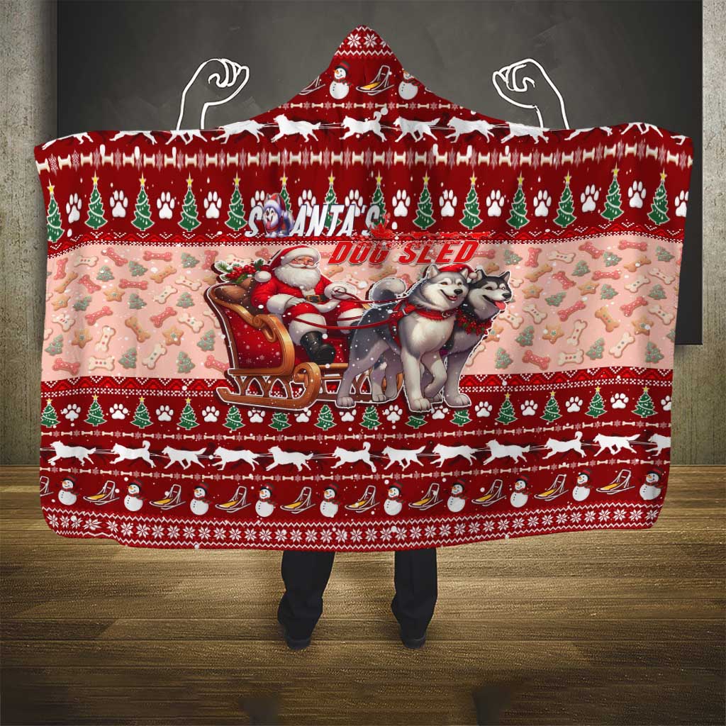 Dog Sled Christmas Hooded Blanket Husky Sleigh Ride Design - Polynesian Pride