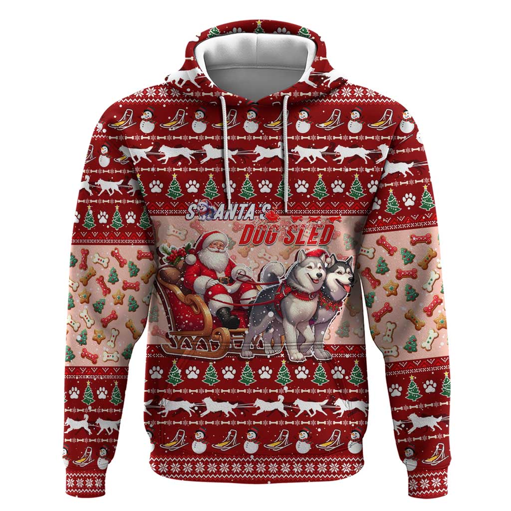 Dog Sled Christmas Hoodie Husky Sleigh Ride Design - Polynesian Pride